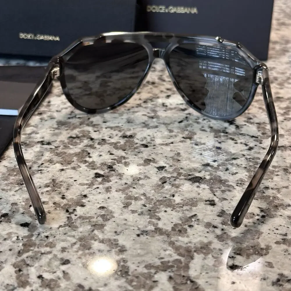Dolce & Gabbana NEW DG 4452 Pilot Sunglasses Black on Grey Havana Aviator $415